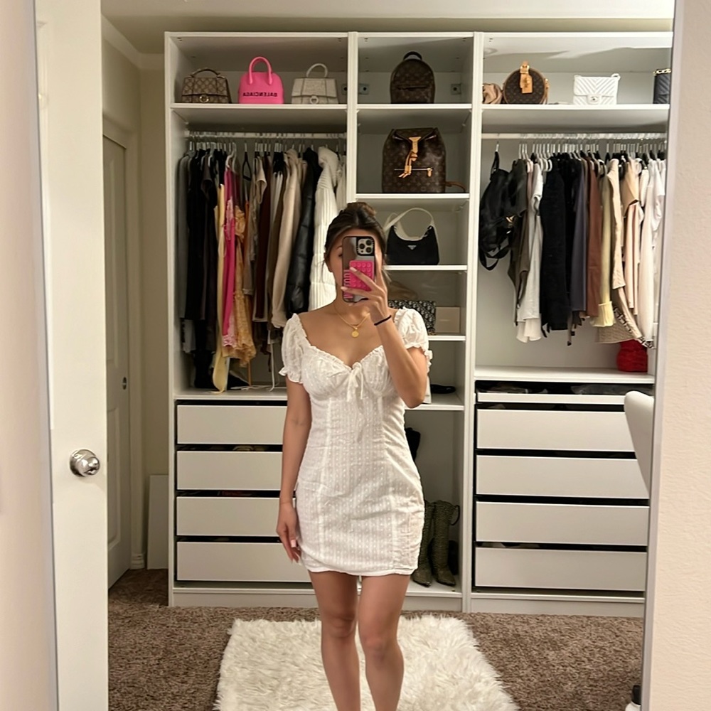 Polka dot white coquette mini dress